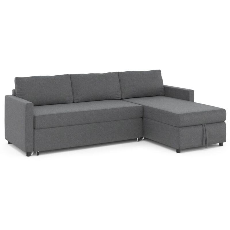Idmarket - Canapé d'angle convertible noah avec méridienne coffre en tissu gris anthracite