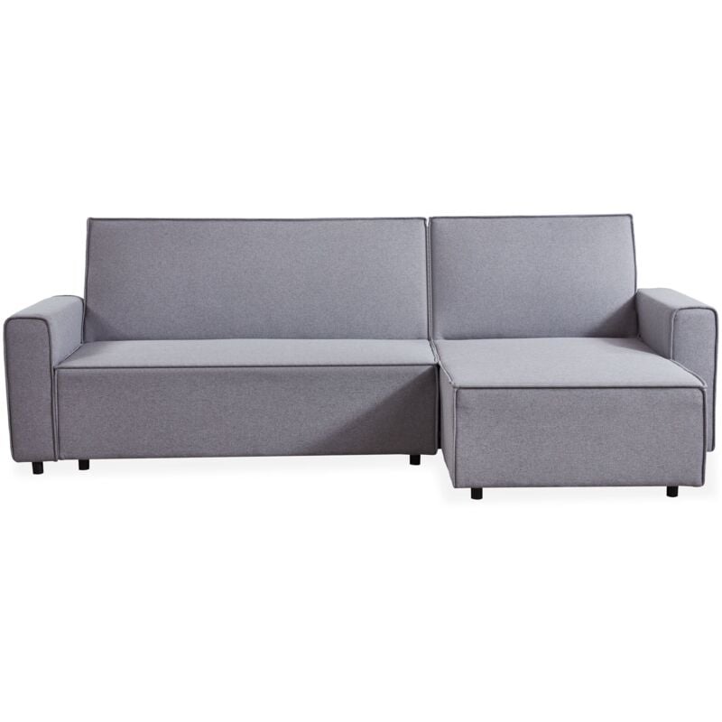 Cotecosy - Canapé d'angle convertible Passerel Tissu effet Lin Gris clair