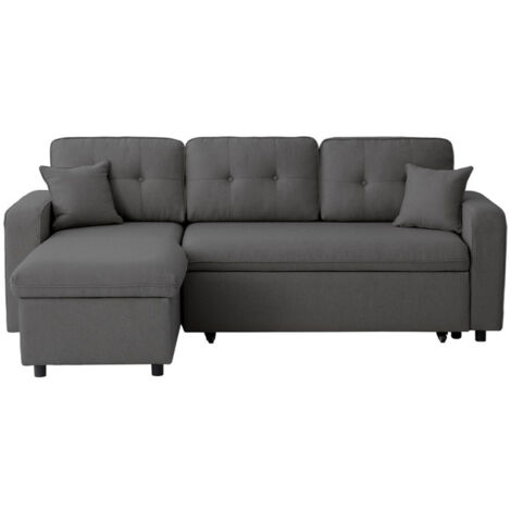 Canapé d'Angle Convertible "Pete" 220cm Gris Foncé