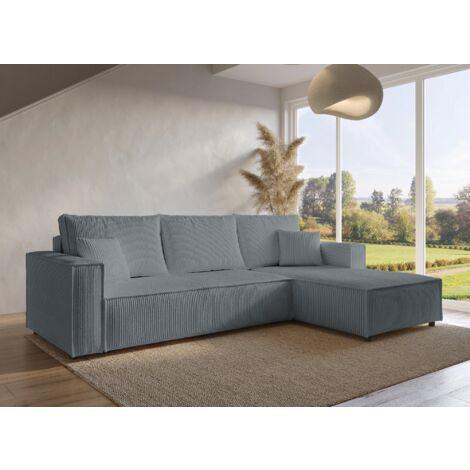 Canapé d'angle convertible réversible avec coffre en velours