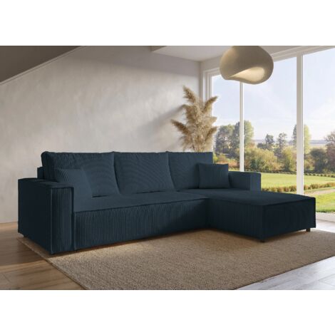 Canapé d'angle convertible réversible avec coffre en velours