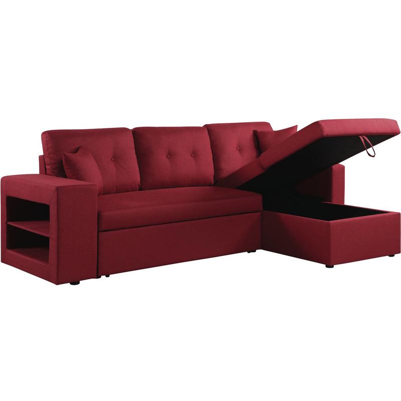 Canapé d'angle 3 places Rouge Tissu Moderne Promotion