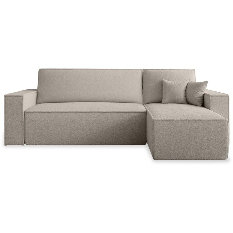 Intensedeco - Canapé d'angle convertible réversible Lorenzo Bouclette Beige