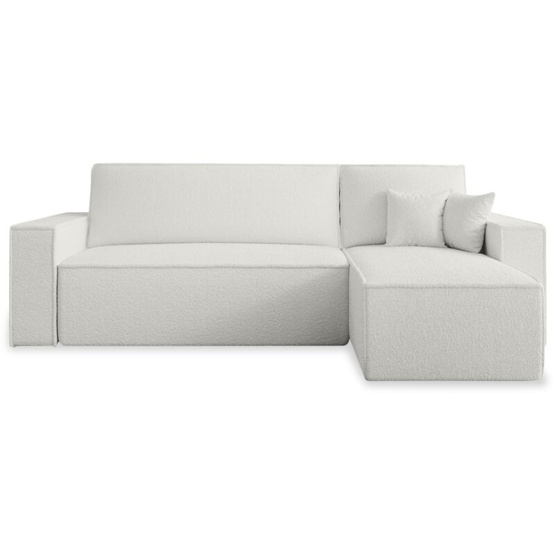 Intensedeco - Canapé d'angle convertible réversible Lorenzo Bouclette Blanc