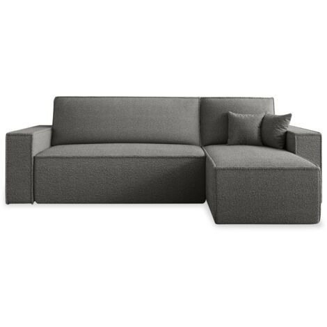 Canapé d'angle convertible réversible Lorenzo Bouclette Gris