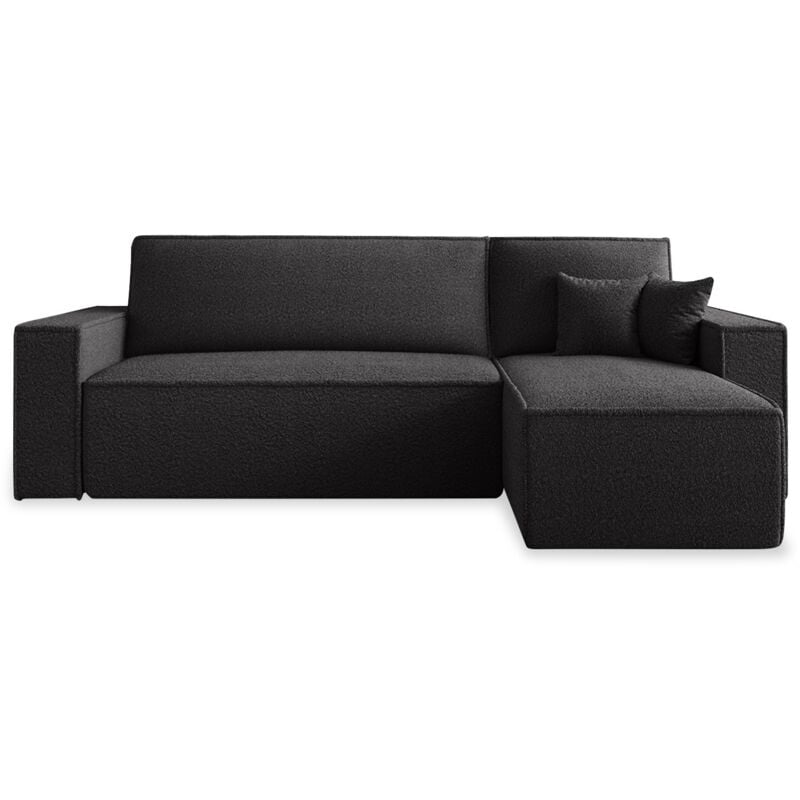 Intensedeco - Canapé d'angle convertible réversible Lorenzo Bouclette Noir