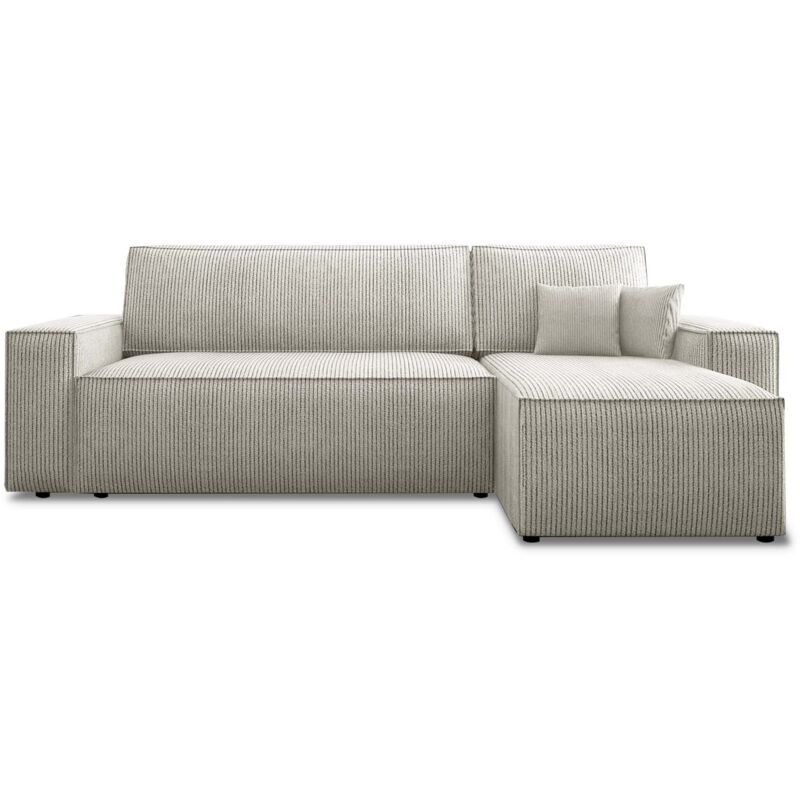 Canapé d'angle convertible réversible Lorenzo en velours côtelé Beige