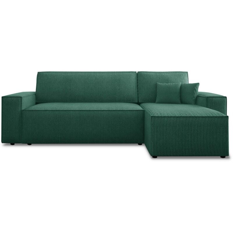 Intensedeco - Canapé d'angle convertible réversible Lorenzo en velours côtelé Vert