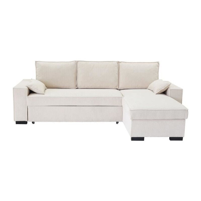 Sans Marque - Canapé d'angle convertible réversible marlon - Méridienne avec coffre - Velours côtelé l 240 x p 143 x h 85 cm