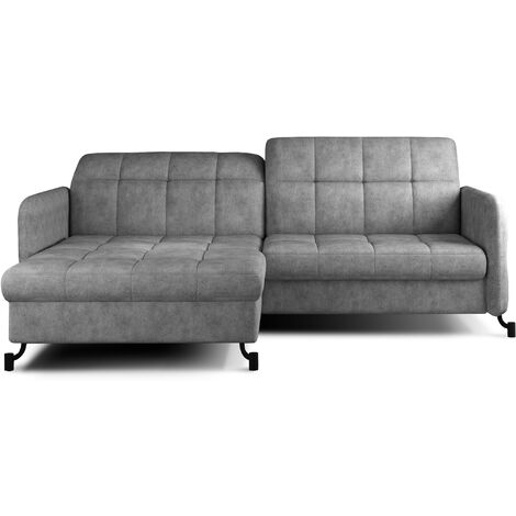 Canapé d'angle convertible tissu avec coffre de rangement LORI-Gris vintage-angle gauche