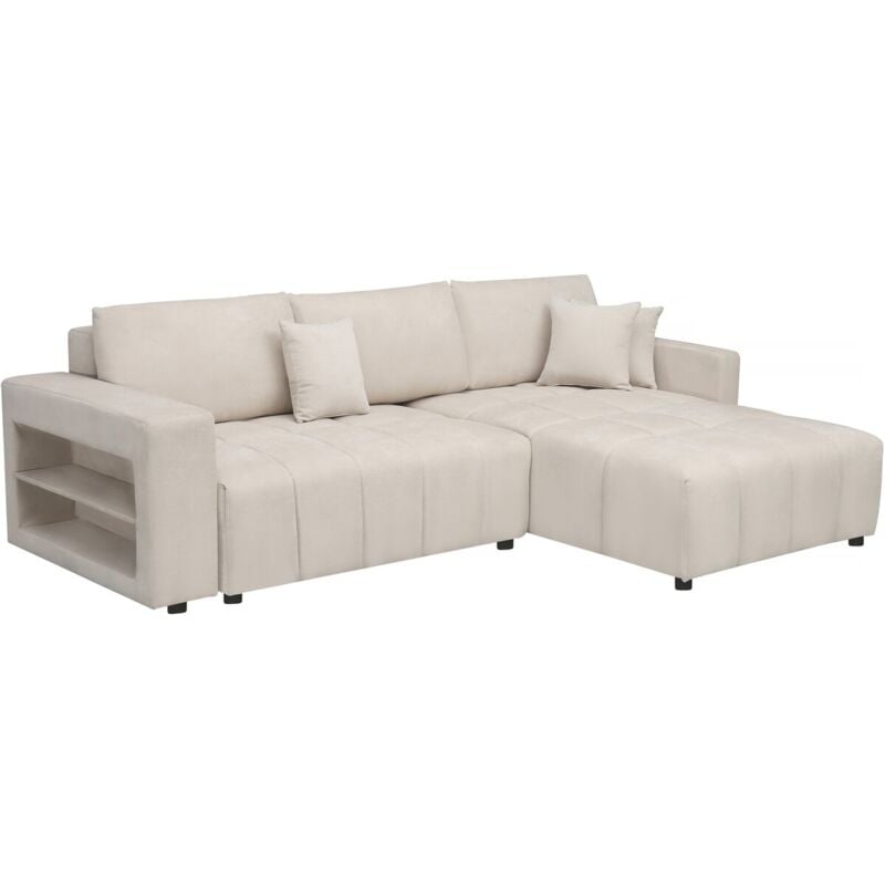 Palozi Sofa - Canapé d'angle convertible tissu chenille 3 places - 'Trocadero' - Crème