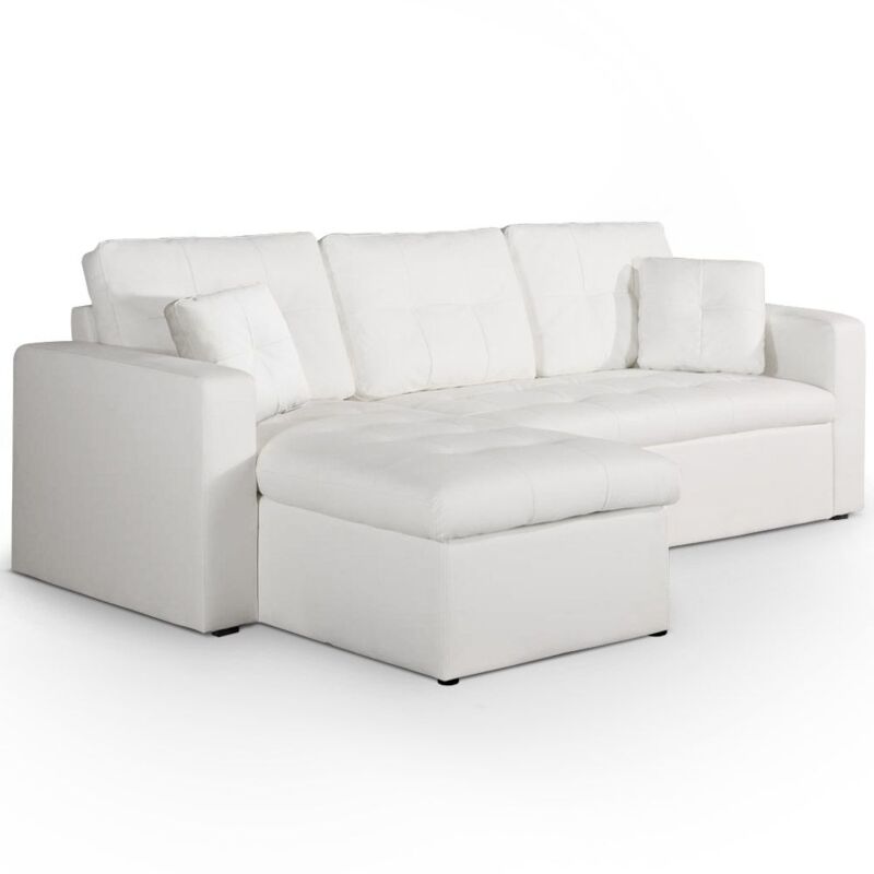 MENZZO  - Canap&eacute; d'angle convertible Toledo blanc - 147x81x68 cm