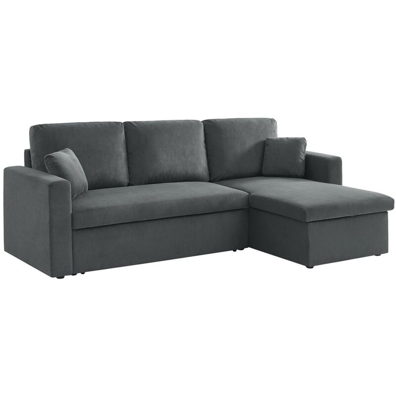 Sweeek - Canapé d'angle convertible en velours côtelé - ida - 3 places. fauteuil d'angle réversible coffre rangement lit modulable Velours côtelé