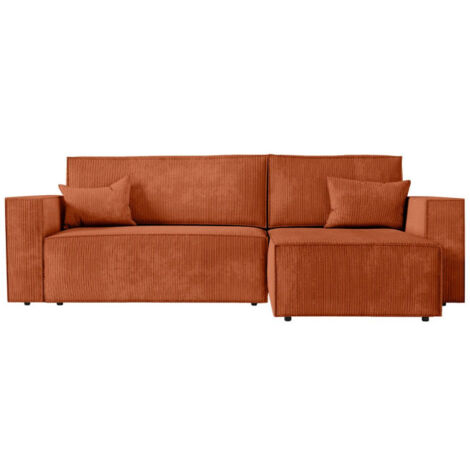 Canapé d'Angle Convertible Velours "Mollie" 269cm Terracotta