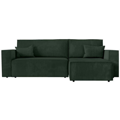 Canapé d'Angle Convertible Velours "Mollie" 269cm Vert Foncé