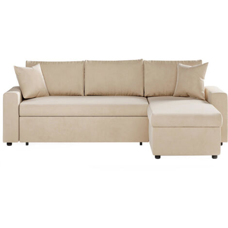 Canapé d'Angle Convertible "Zema" 227cm Beige