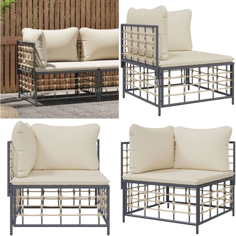 Canapé d'angle de jardin avec coussin beige résine tressée - Canapé D'angle - Mobilier De Jardin - Meubles De Jardin - Canapé Extérieur - Rotin