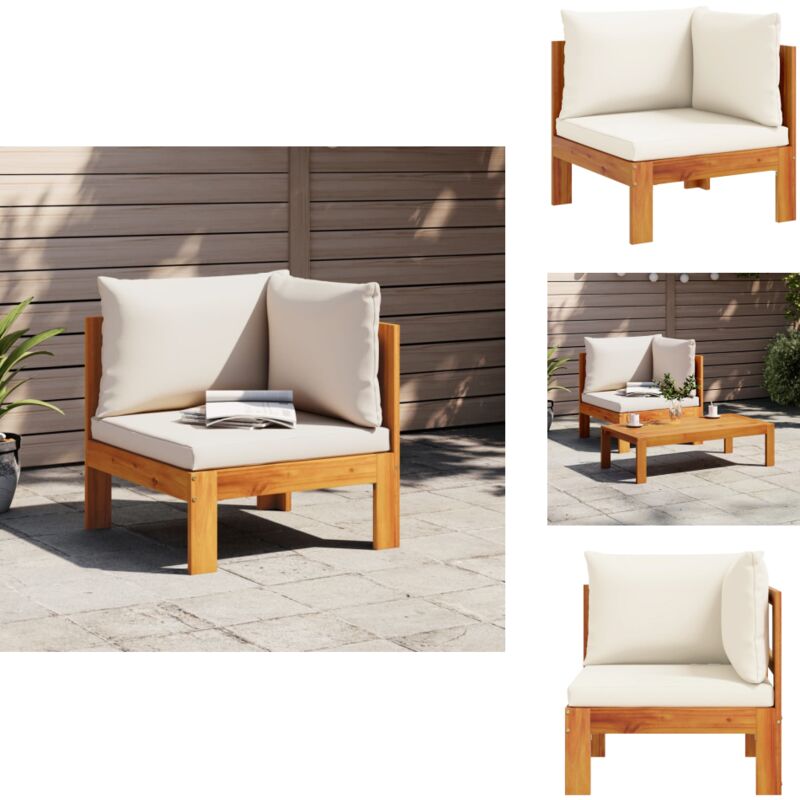 Canapé d'angle de jardin avec coussins bois massif d'acacia - Canapé De Jardin - Canapé Extérieur - Mobilier De Jardin - Salon De Jardin - Ensemble