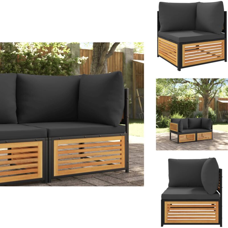 Canapé d'angle de jardin avec coussins bois massif d'acacia - Canapé De Jardin - Salon De Jardin - Mobilier De Jardin - Canapé D'angle - Meubles De