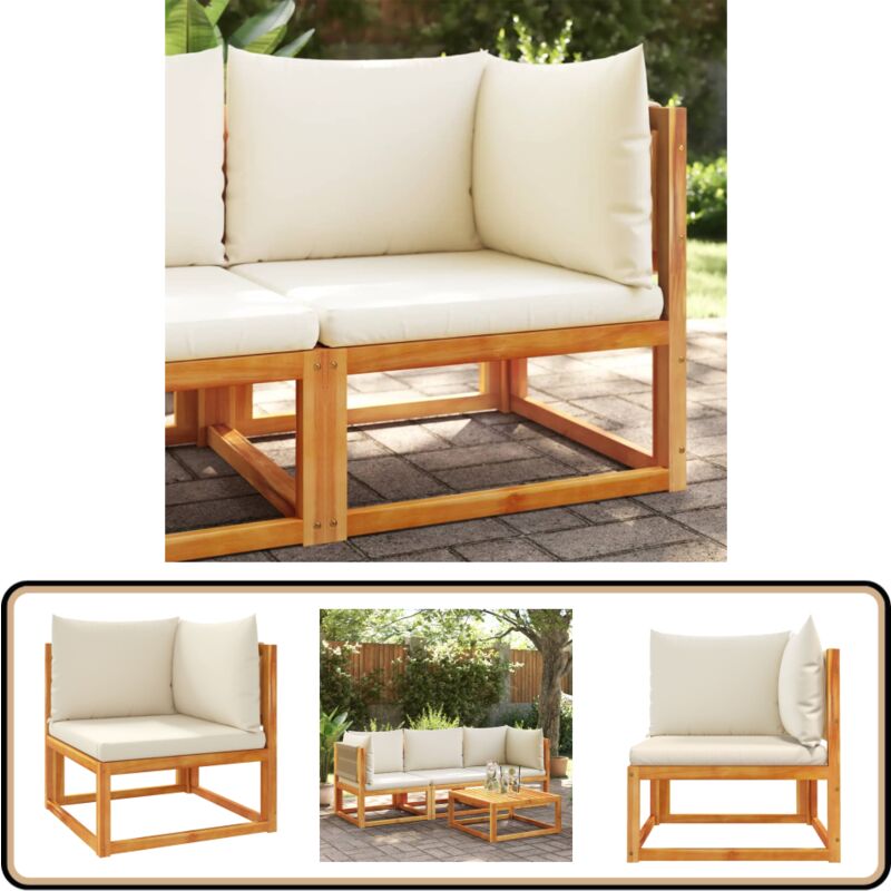 Vidaxl - Canapé d'angle de jardin avec coussins bois massif d'acacia - Canapé De Jardin - Salon De Jardin - Mobilier Extérieur - Meubles De Jardin