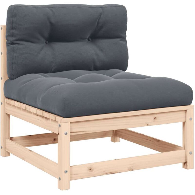 Vidaxl - Canapé central de jardin avec coussins Bois de pin massif