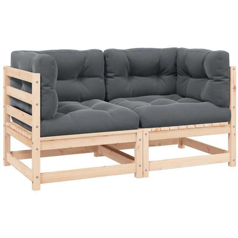 Vidaxl - Canapés d'angle de jardin 2pcs avec coussins Bois de pin massif