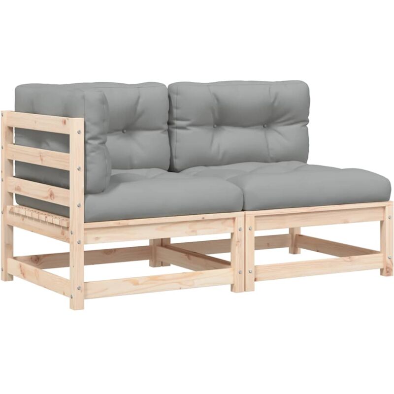 Canapé de jardin avec coussins 2 places bois de pin massif Vidaxl