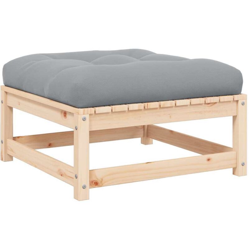 Repose-pied de jardin avec coussin Pin massif Vidaxl