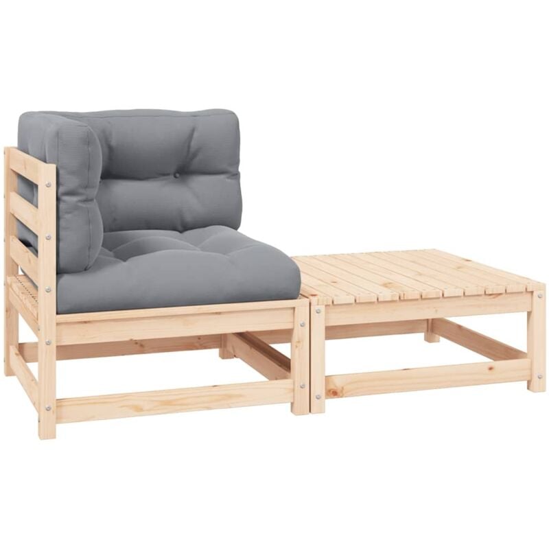 Vidaxl - Salon de jardin 2 pcs avec coussins Bois de pin massif