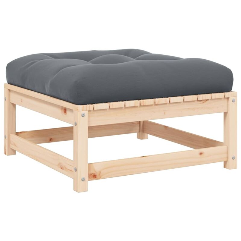 Repose-pied de jardin avec coussin Pin massif vidaXL