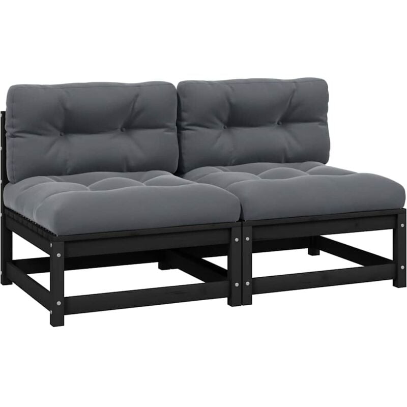Vidaxl - Canapés centraux de jardin avec coussins anthracite 2 pcs
