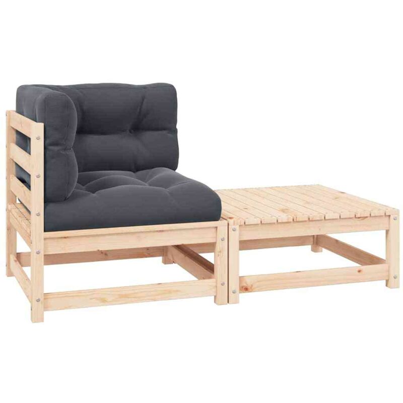 Vidaxl - Salon de jardin 2 pcs avec coussins Bois de pin massif