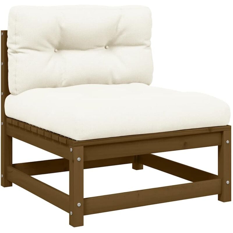 Canapé central de jardin avec coussins crème Bois de pin massif vidaXL