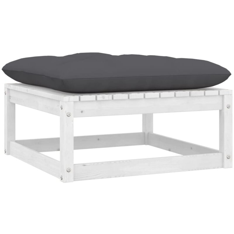 Vidaxl - Repose-pied de jardin avec coussin Blanc Bois de pin massif