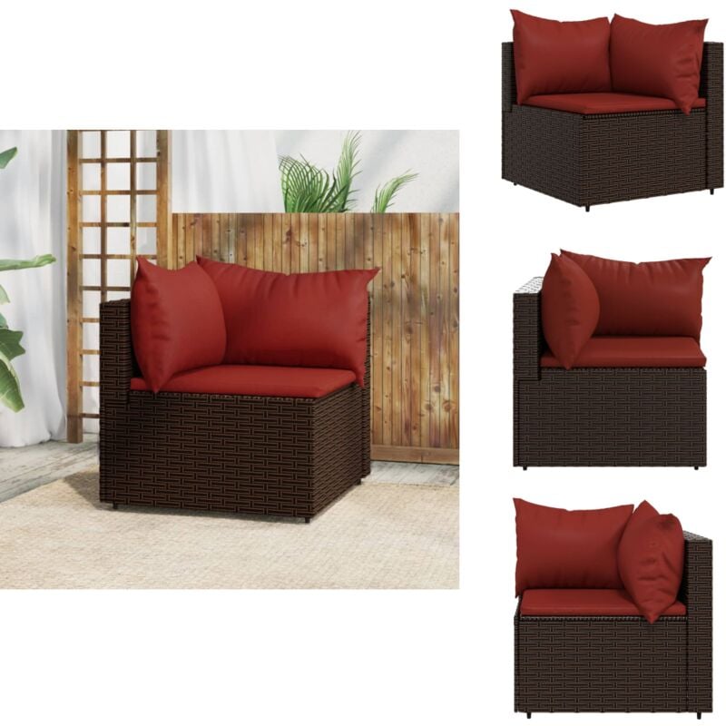 Canapé d'angle de jardin avec coussins marron résine tressée - Canapé D'angle - Mobilier De Jardin - Meubles De Jardin - Canapé Extérieur - Chaise