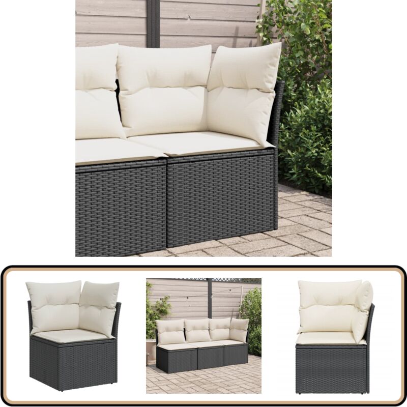 Canapé d'angle de jardin avec coussins noir résine tressée - Canapé De Jardin - Canapé Extérieur - Meubles De Jardin - Salon De Jardin - Rotin pe