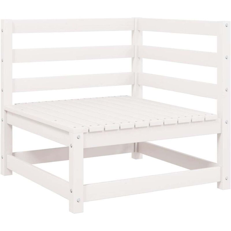 Canapé d'angle de jardin Blanc Bois de pin massif