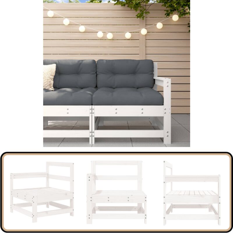 Canapé d'angle de jardin blanc bois de pin massif - Canapé Jardin - Mobilier Extérieur - Meubles De Jardin - Canapé D'angle - Bois De Pin