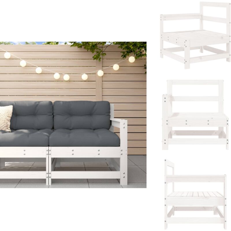 Canapé d'angle de jardin blanc bois de pin massif - Canapé Jardin - Mobilier Extérieur - Meubles De Jardin - Canapé D'angle - Bois De Pin