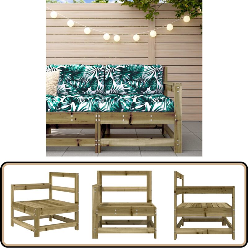 Canapé d'angle de jardin bois de pin imprégné - Canapé Jardin - Mobilier Extérieur - Meubles De Jardin - Canapé D'angle - Bois Traité