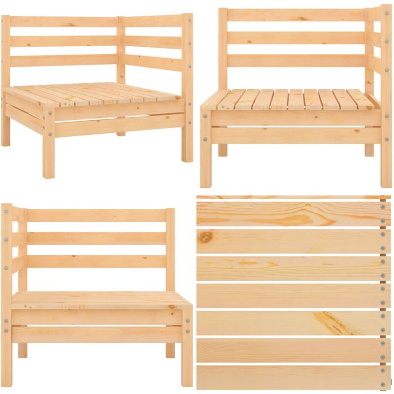 Canapé d'angle de jardin Bois de pin massif - Canapé D'angle - Mobilier De Jardin - Salon De Jardin - Meubles En Bois - Chaise Longue - Home & Living