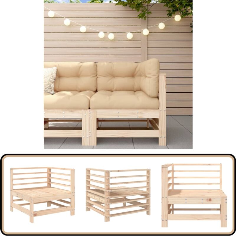 Canapé d'angle de jardin bois de pin massif - Canapé D'angle - Mobilier De Jardin - Canapé Extérieur - Meubles De Jardin - Bois De Pin