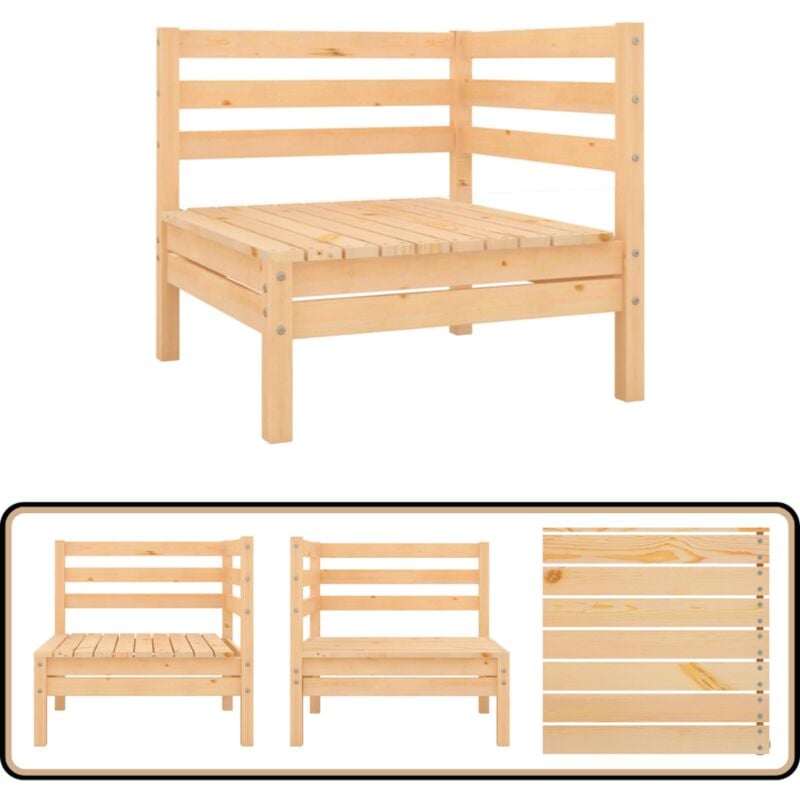 Canapé d'angle de jardin Bois de pin massif - Canapé D'angle - Mobilier De Jardin - Salon De Jardin - Meubles En Bois - Chaise Longue