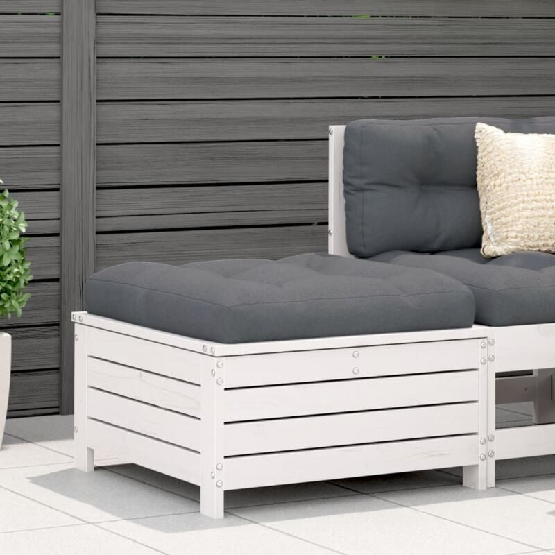 Repose-pied de jardin blanc 62x63,5x32 cm bois de pin massif - Vidaxl