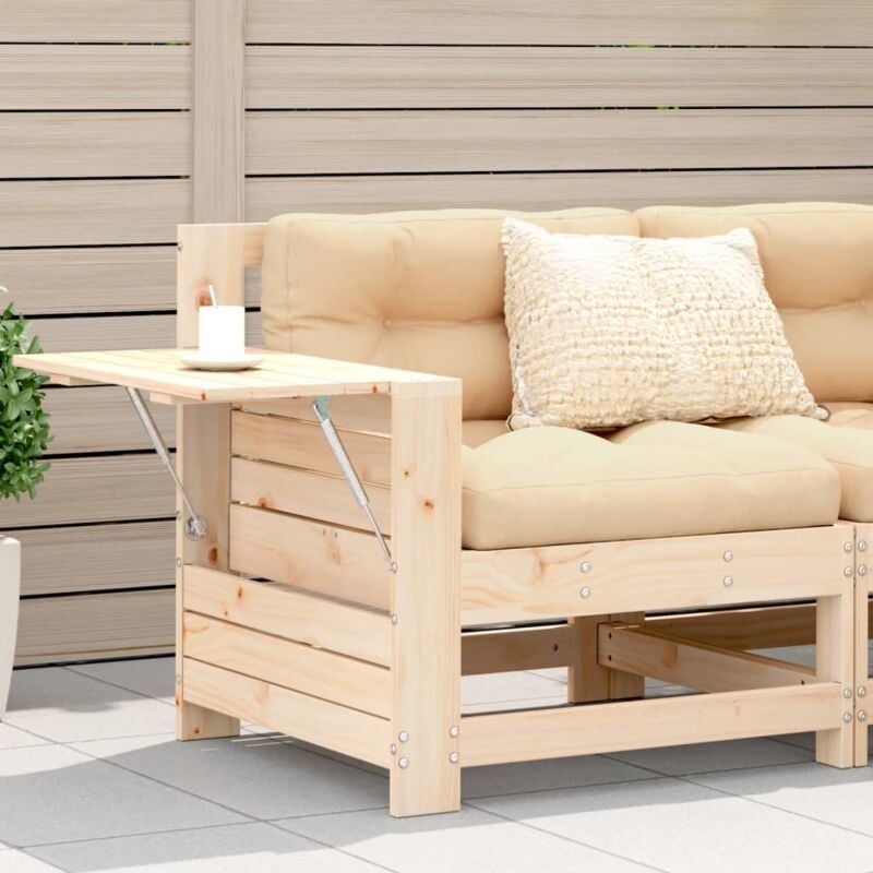 Canapé de jardin accoudoir avec table d'appoint bois massif pin Vidaxl