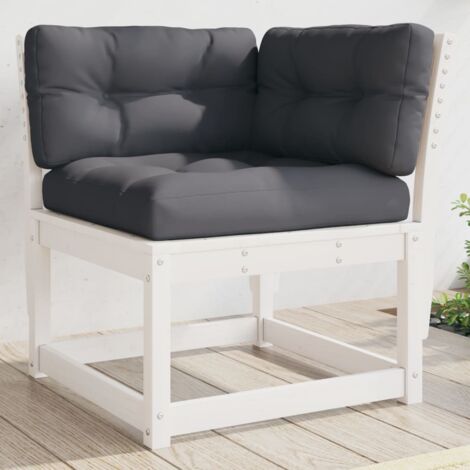 Canapé d'angle de jardin, canapé extérieur, canapé relax et coussins blanc bois de pin massif CON56820 DESIGN IN