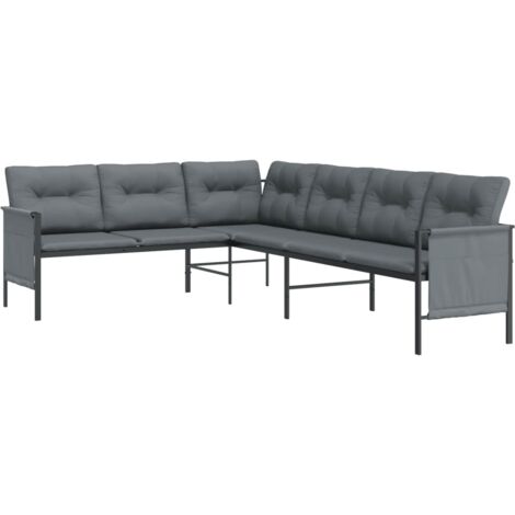Canapé d'angle de jardin Divan de jardin anthracite acier et textilène