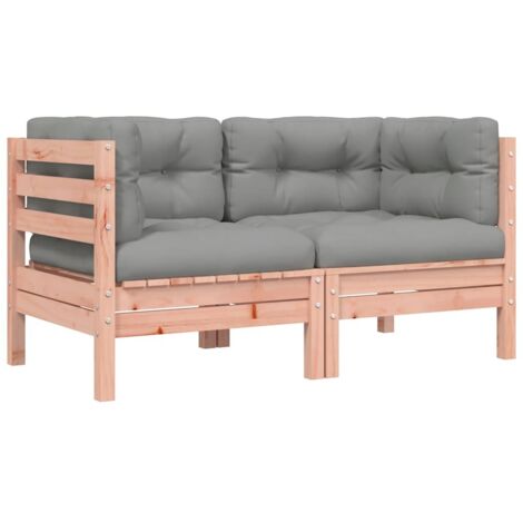 Canapé d'angle de jardin  Divan de jardin avec coussins 2pcs bois massif douglas