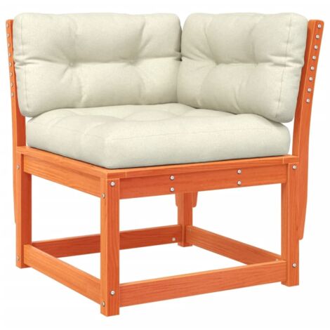 Canapé d'angle de jardin  Divan de jardin coussins cire marron bois pin massif