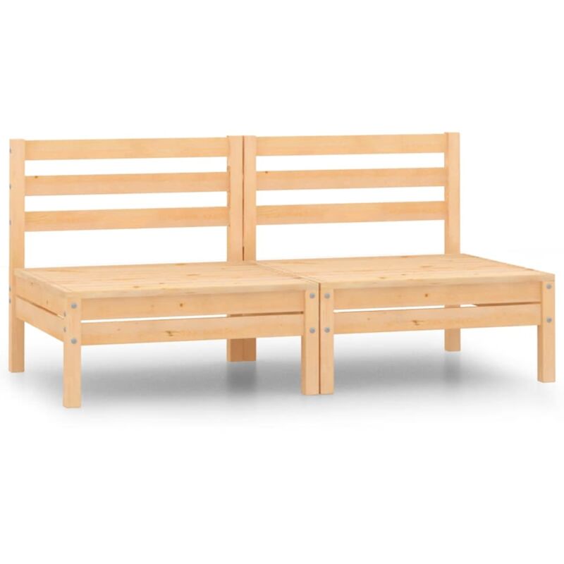 Canapés centraux de jardin 2 pcs Bois de pin massif
